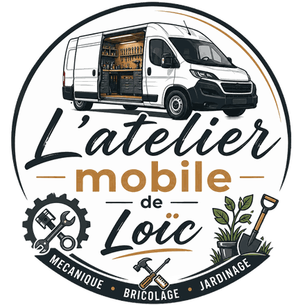 Logo L'Atelier Mobile de Loïc : camionnette atelier, mécanique, bricolage, jardinage